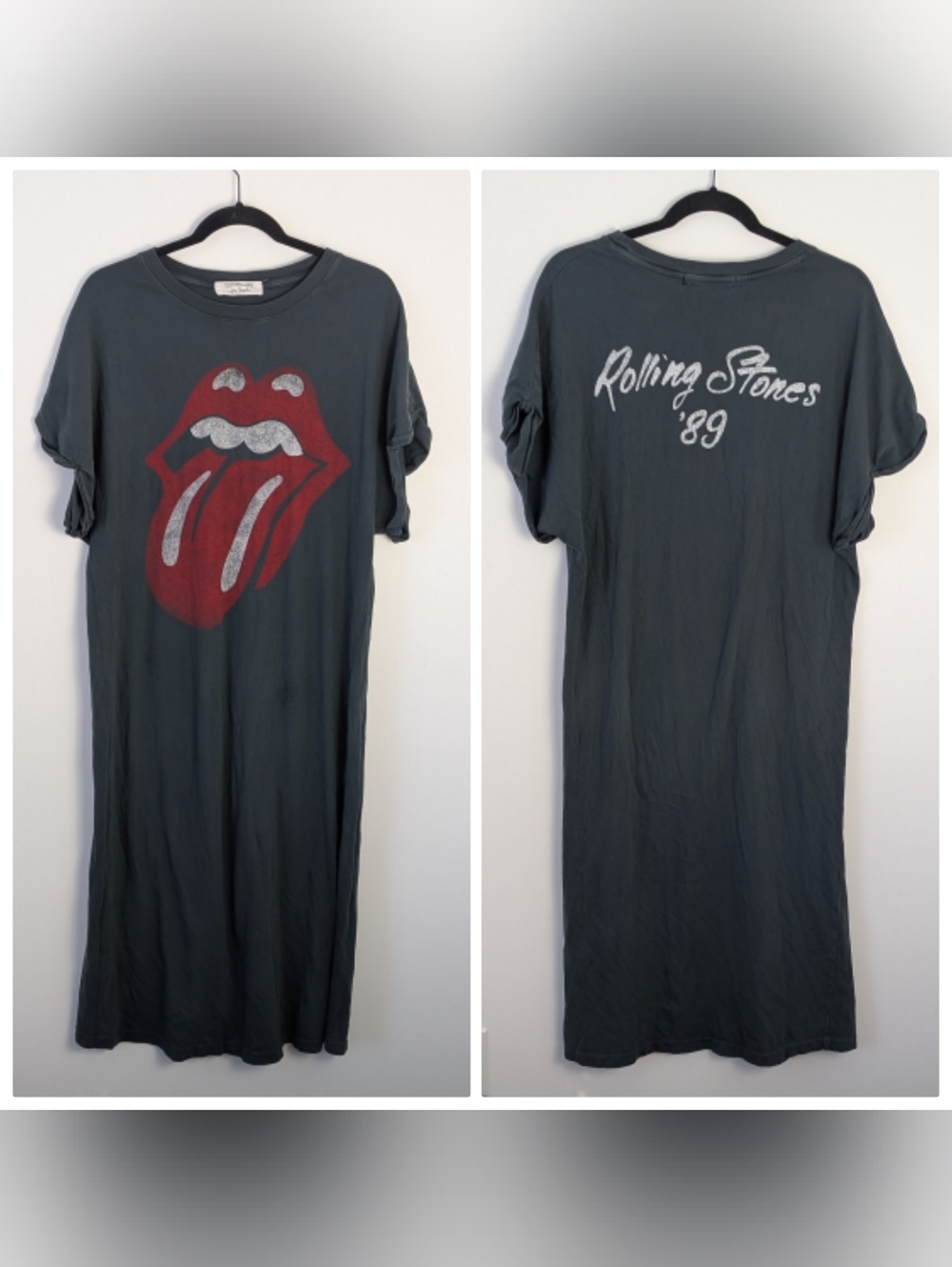 Daydreamer X Free People Rolling Stones Graphic T Shirt Midi Dress L Festival - Picture 2 of 6